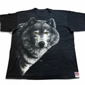 Vintage wolf wildlife nature big graphic single stitch T-shirt size XXL